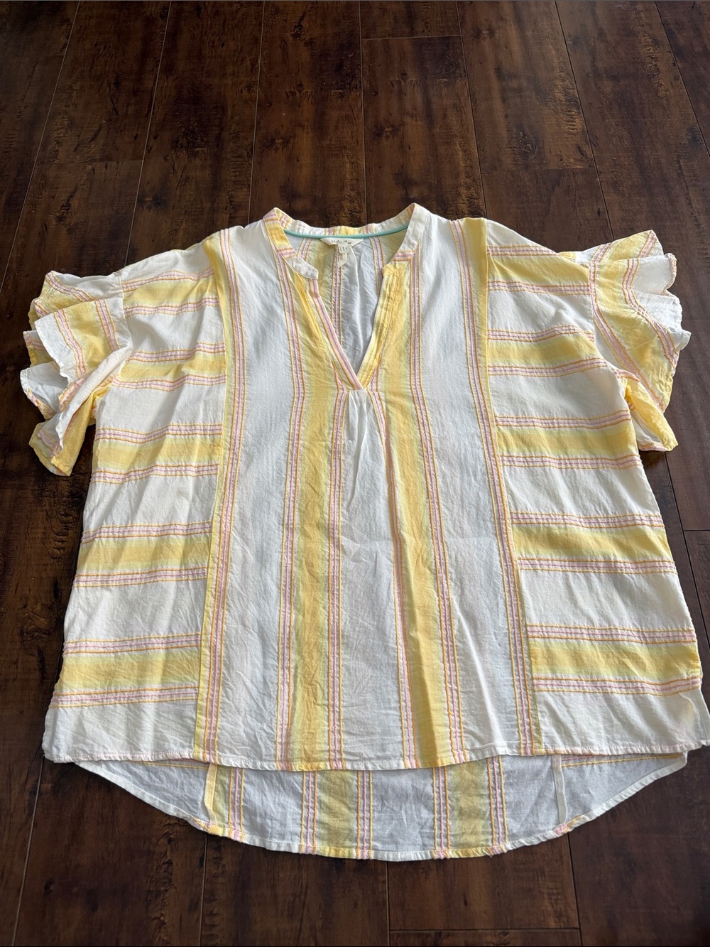 Matilda Jane Yellow & White Striped V-Neck Tunic Top